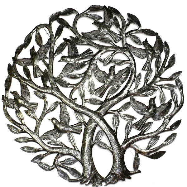 Handmade 'Double Tree of Life' Metal Wall Art 24-inch (Haiti)
