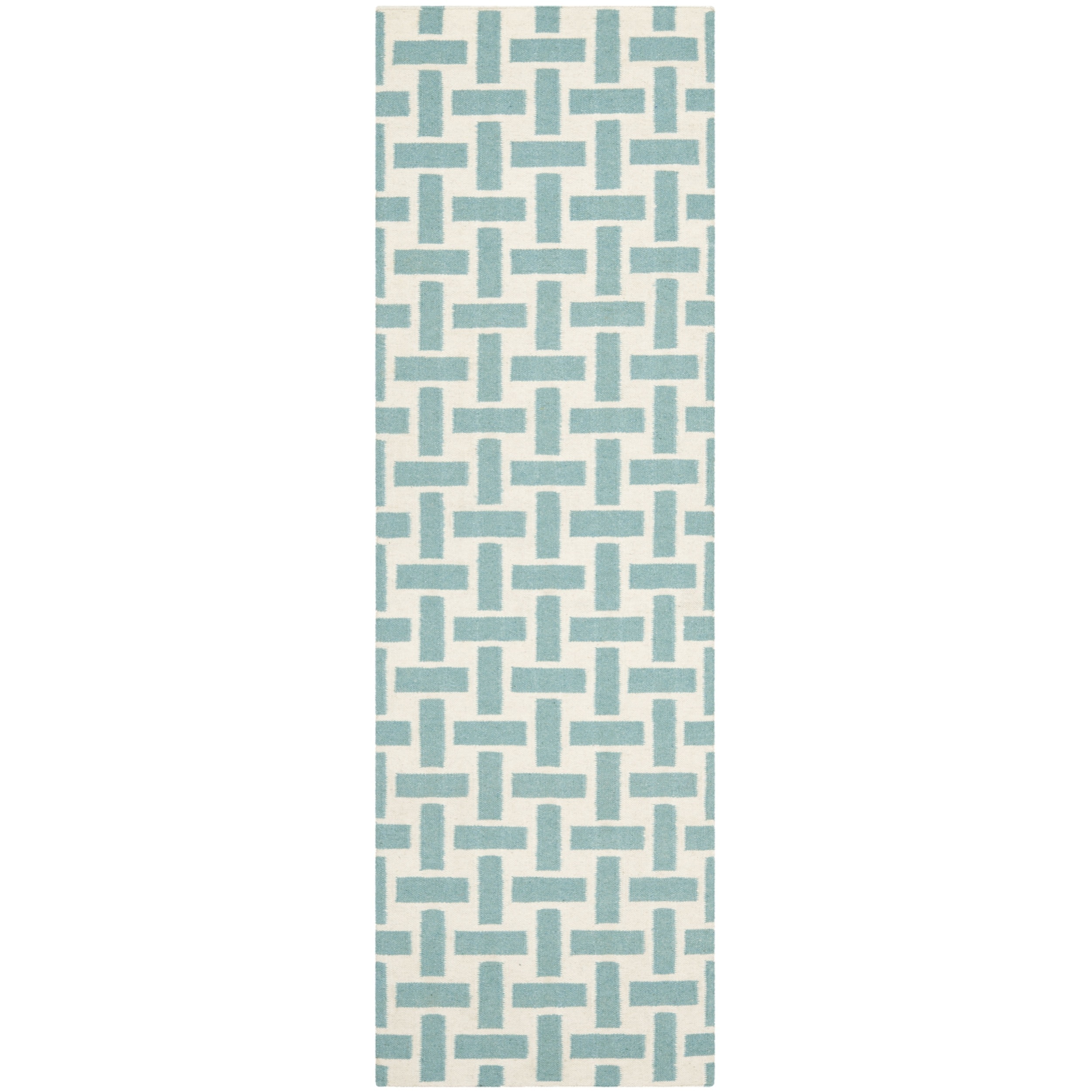 Safavieh Hand woven Moroccan Dhurrie Turquoise Wool Rug (26 X 8)