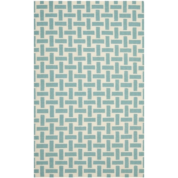 Hand woven Moroccan Dhurrie Turquoise Rectangular Wool Rug (4' x 6') Safavieh 3x5   4x6 Rugs