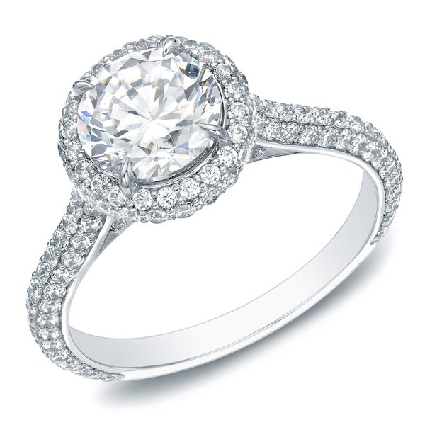 Auriya 14k Gold 2ct TDW Certified Diamond Halo Engagement Ring (H-I, SI1-SI2)