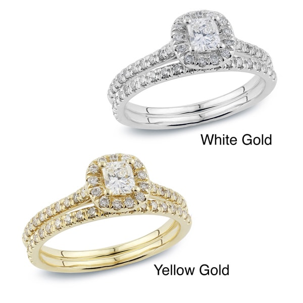 Auriya 14k Gold 1ct TDW Radiant Cut Diamond Bridal Ring Set (H-I, SI1-SI2)