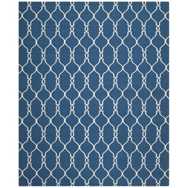 Safavieh Handwoven Moroccan Dhurrie Dark Blue Wool Area Rug (8' x 10') Safavieh 7x9   10x14 Rugs