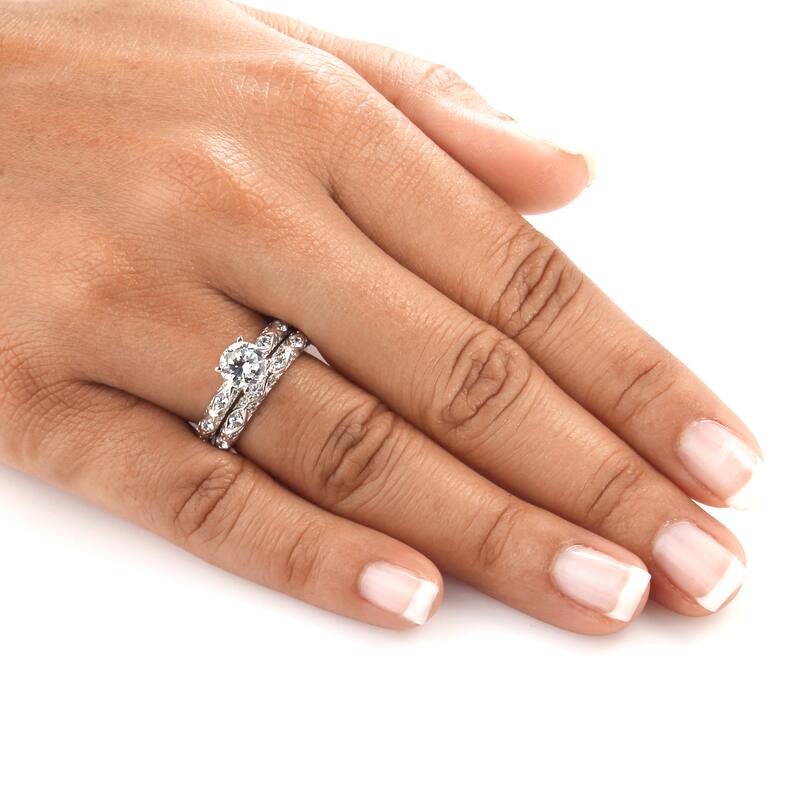 Auriya 14k Gold 1ctw Round Diamond Engagement Ring Set