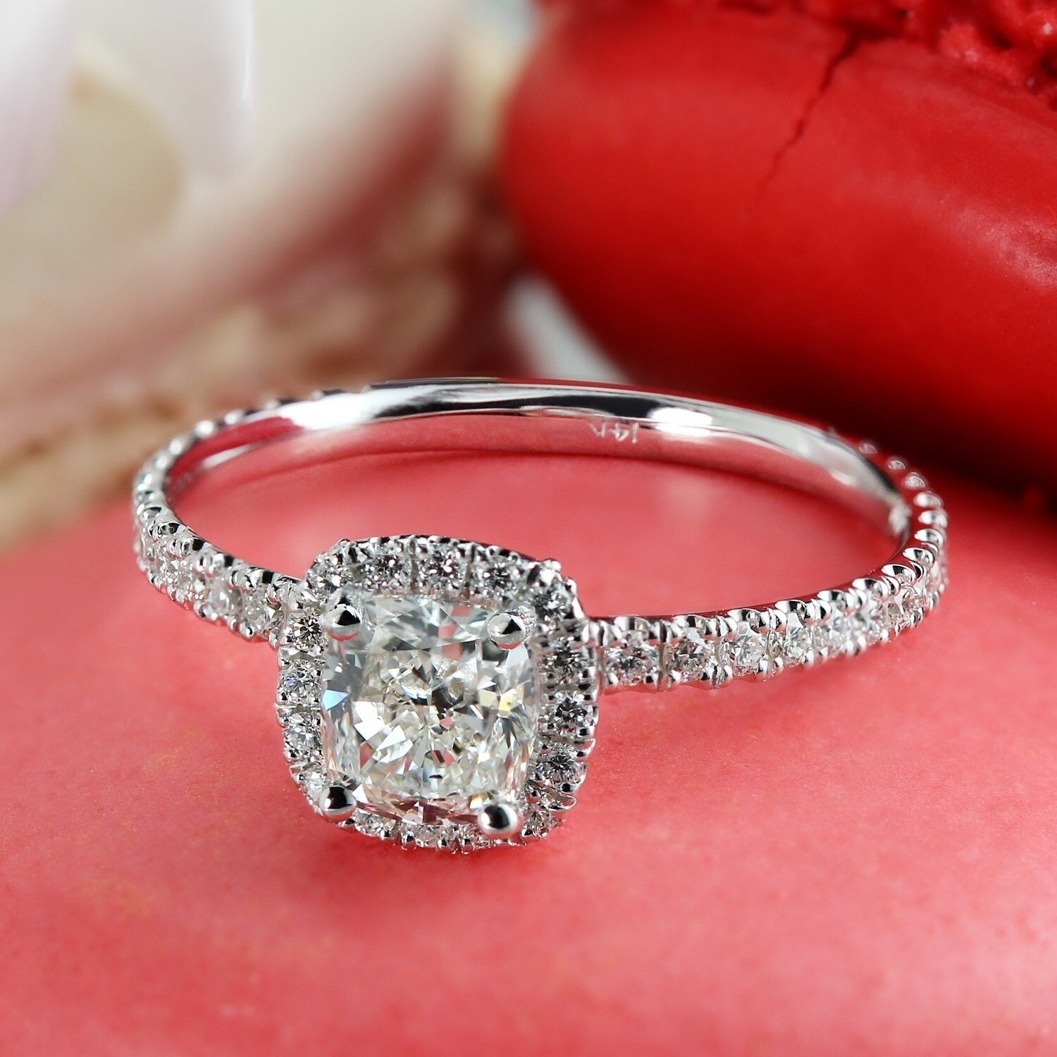 Shop Auriya 1 1 2ctw Cushion Cut Halo Diamond Engagement Ring 14k