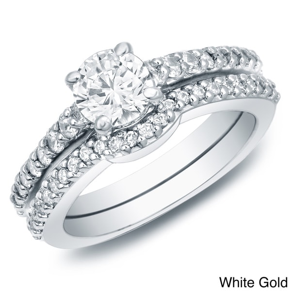 Auriya 14k Gold 1ct TDW Certified Diamond Bridal Ring Set
