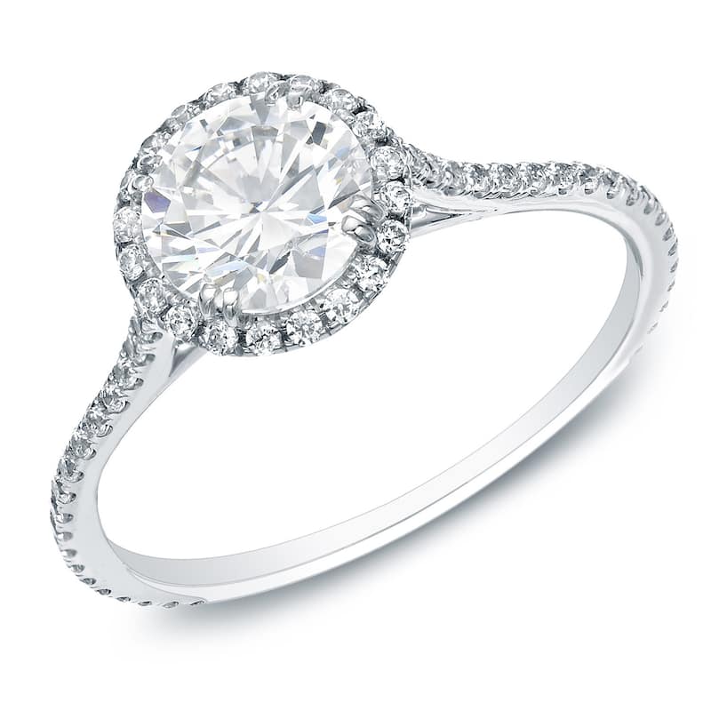 Auriya 14k Gold 1 1/2ctw Round Halo Diamond Engagement Ring (H-I, SI1-SI2)
