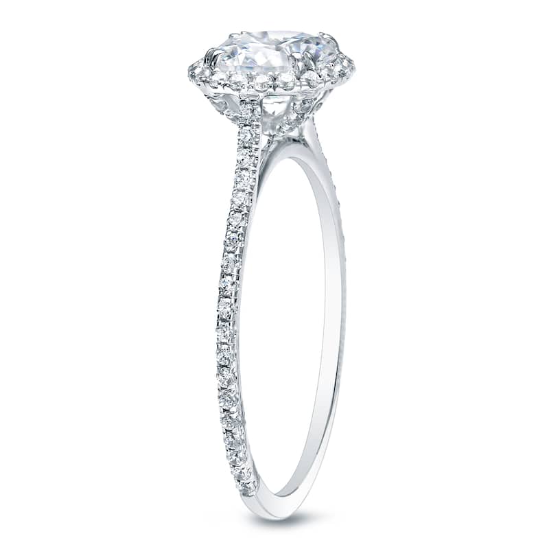 Auriya 14k Gold 1 1/2ctw Round Halo Diamond Engagement Ring (H-I, SI1-SI2)