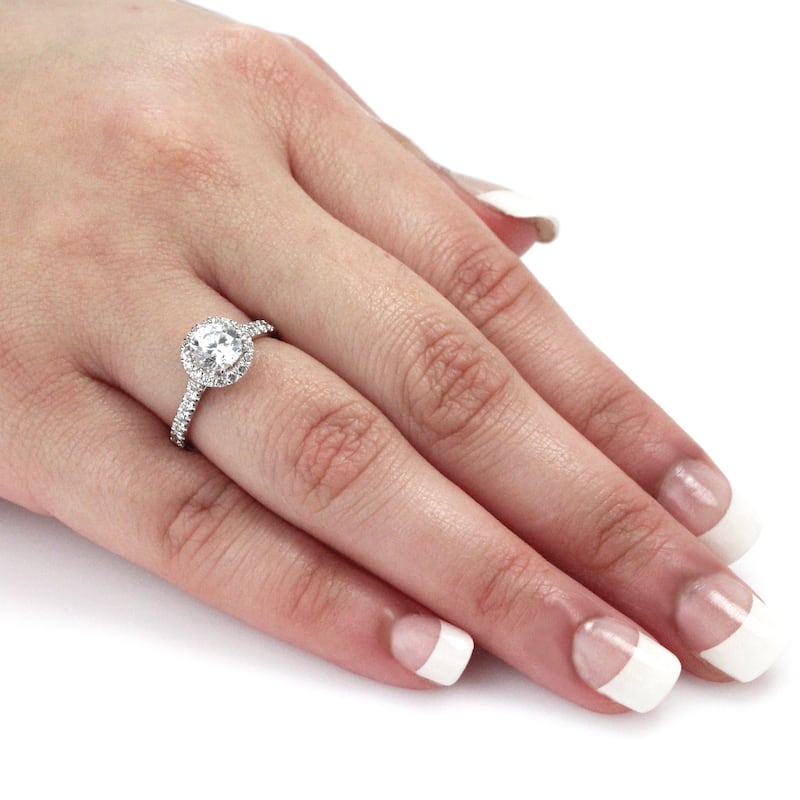 Auriya 14k Gold 1 1/2ctw Round Halo Diamond Engagement Ring (H-I, SI1-SI2)