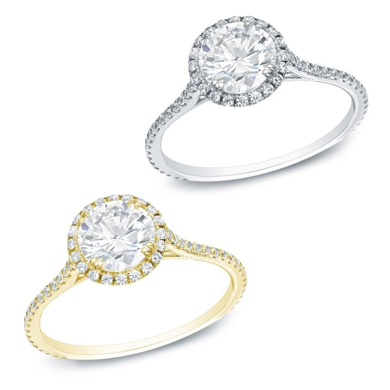 Auriya 14k Gold 1 1/2ctw Round Halo Diamond Engagement Ring (H-I, SI1-SI2)