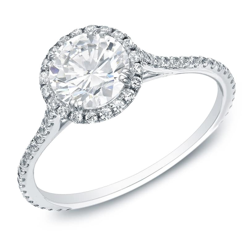 Auriya 14k Gold 1 1/2ctw Round Halo Diamond Engagement Ring (H-I, SI1-SI2)