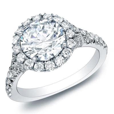 Auriya 14k Gold 1 1/2ctw Round Halo Diamond Engagement Ring Certified (H-I, SI1-SI2)