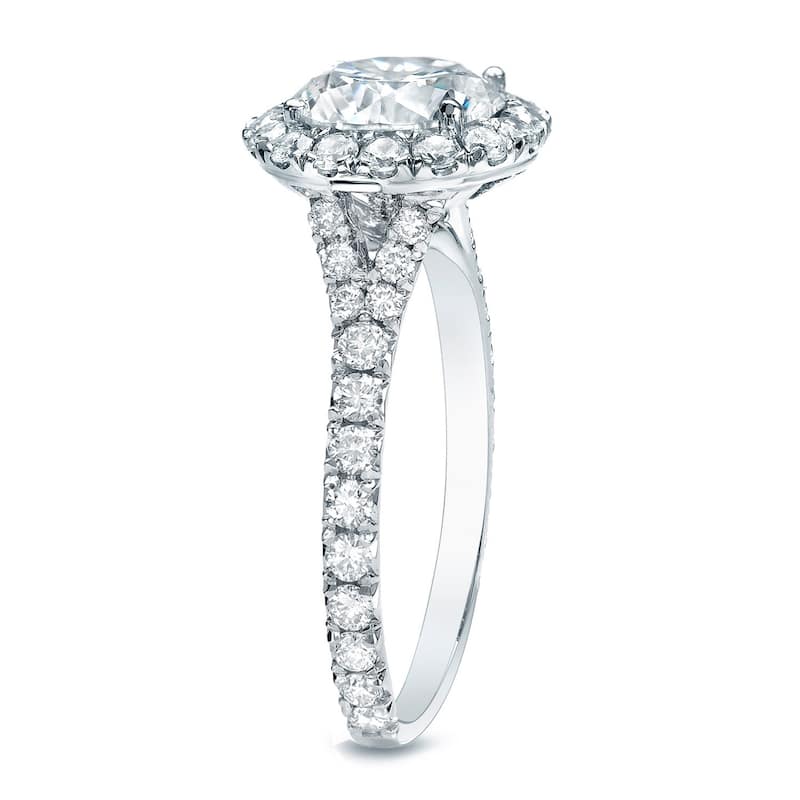 Auriya 14k Gold 1 1/2ctw Round Halo Diamond Engagement Ring Certified (H-I, SI1-SI2)