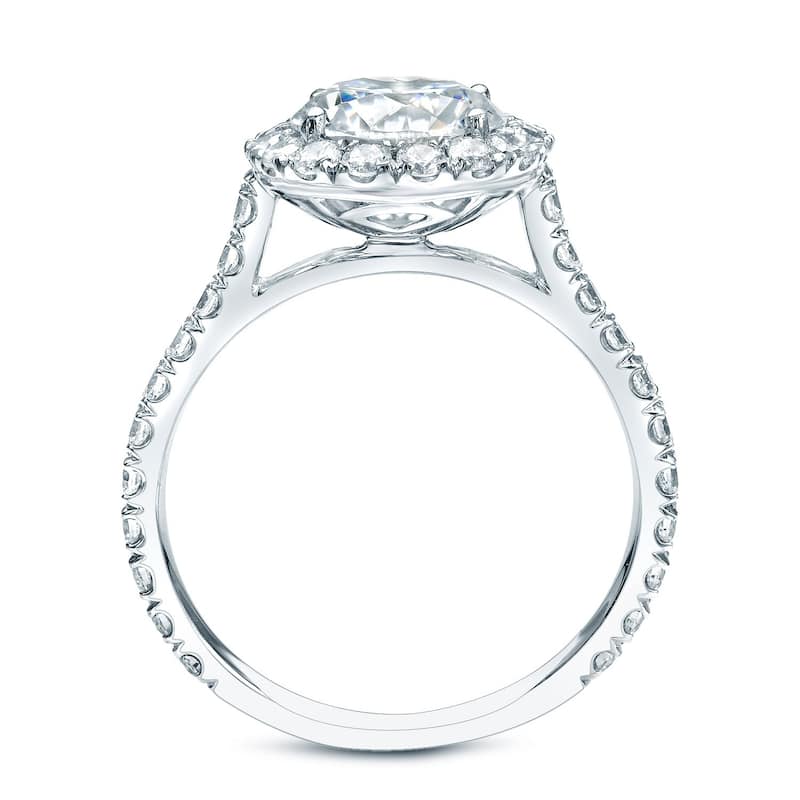 Auriya 14k Gold 1 1/2ctw Round Halo Diamond Engagement Ring Certified (H-I, SI1-SI2)