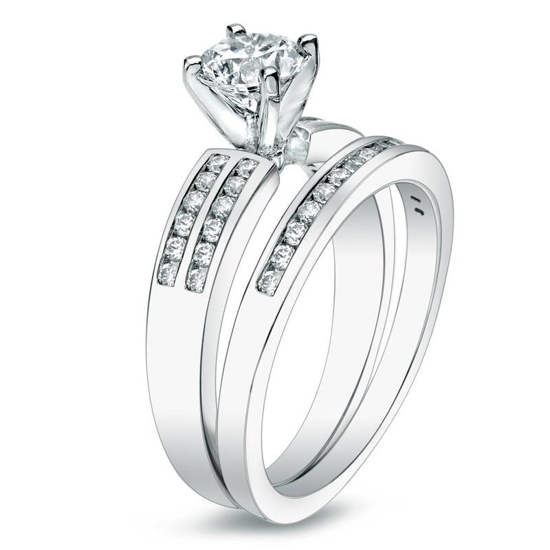 Auriya 14k Gold 1ctw Round Diamond Engagement Ring Set