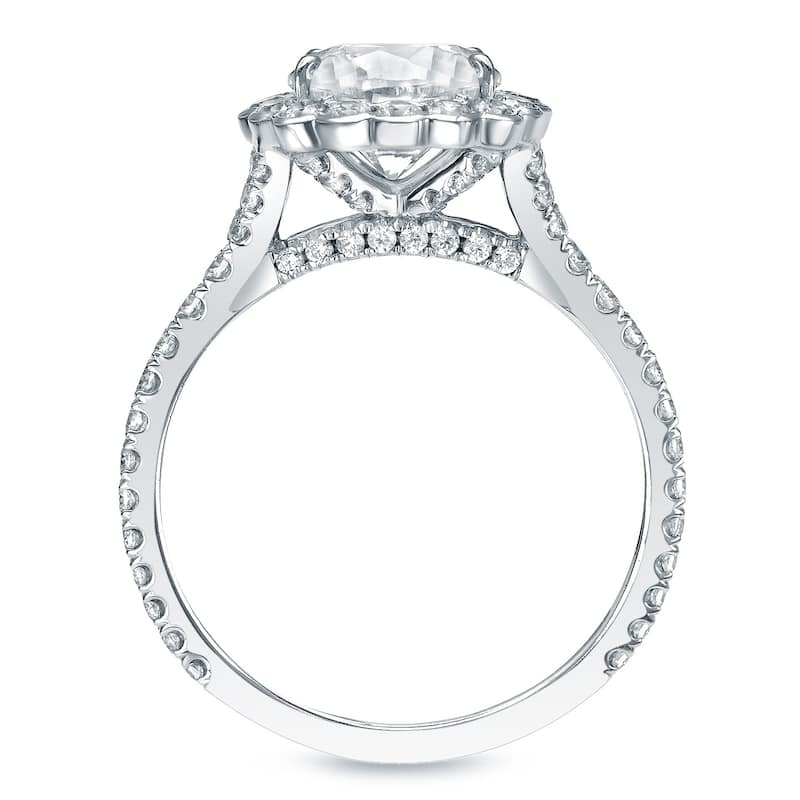 Auriya 14k Gold 1 1/2 carat TW Round Halo Diamond Engagement Ring