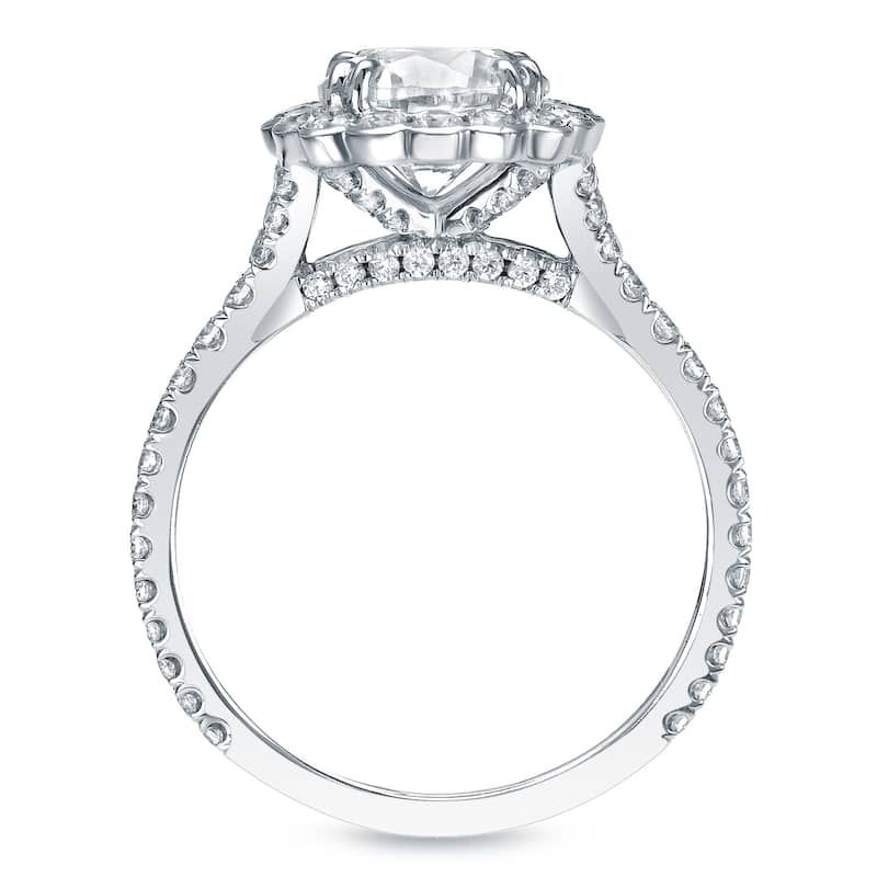 Auriya 14k Gold 1 1/2 carat TW Round Halo Diamond Engagement Ring