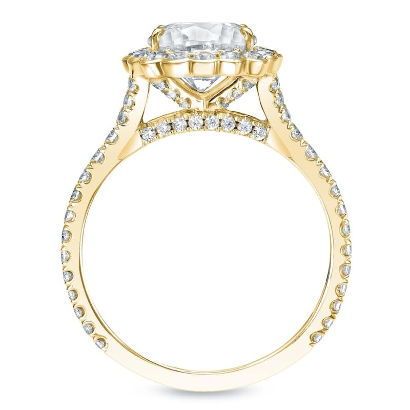 Auriya 14k Gold 1 1/2 carat TW Round Halo Diamond Engagement Ring