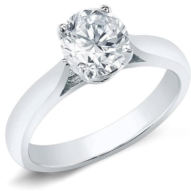 Auriya 14k Gold 3/4ctw Round Solitaire Diamond Engagement Ring Certified - White - 4