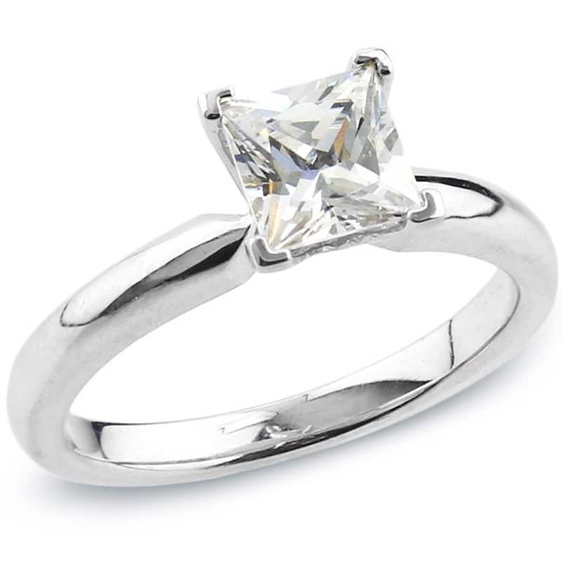 Auriya 14k Gold 3/4 carat TW Princess-cut Solitaire Diamond Engagement Ring
