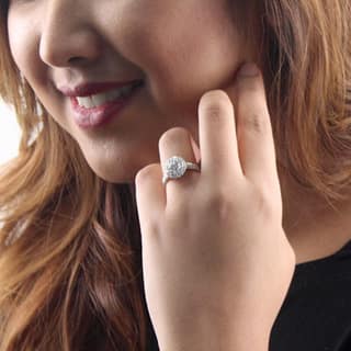 Auriya 14k Gold 2ctw Double Halo Diamond Engagement Ring Certified (H-I, SI1-SI2)