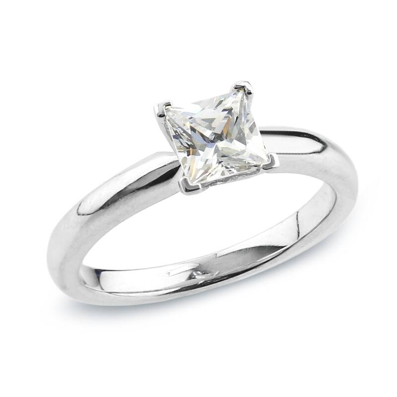 Auriya 14k Gold 1/2 carat TW Princess-cut Solitaire Diamond Engagement Ring (H-I, SI1-SI2) - 4 - White