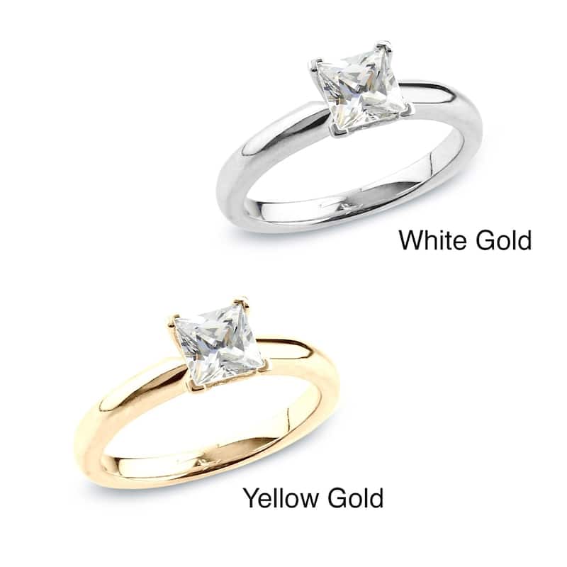 Auriya 14k Gold 1/2 carat TW Princess-cut Solitaire Diamond Engagement Ring (H-I, SI1-SI2)