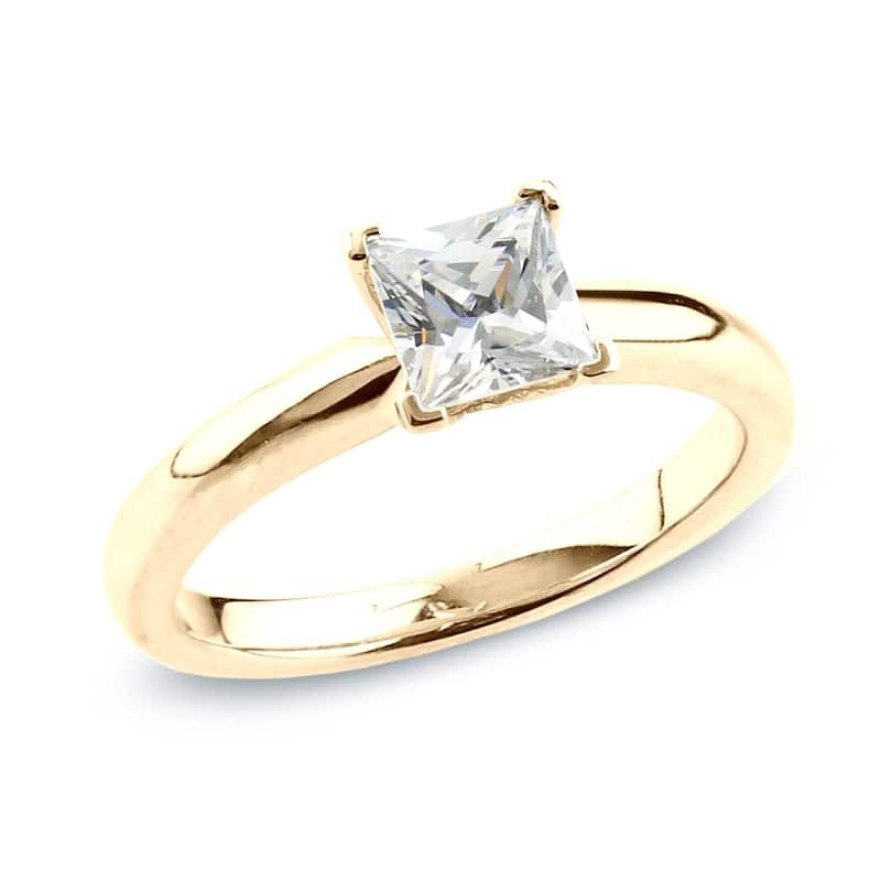 Auriya 14k Gold 1/2 carat TW Princess-cut Solitaire Diamond Engagement Ring (H-I, SI1-SI2) - 4 - Yellow