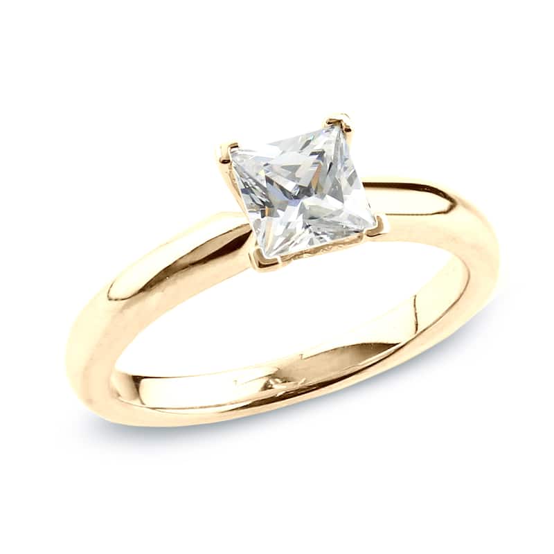 Auriya 14k Gold 1/2 carat TW Princess-cut Solitaire Diamond Engagement Ring (H-I, SI1-SI2)