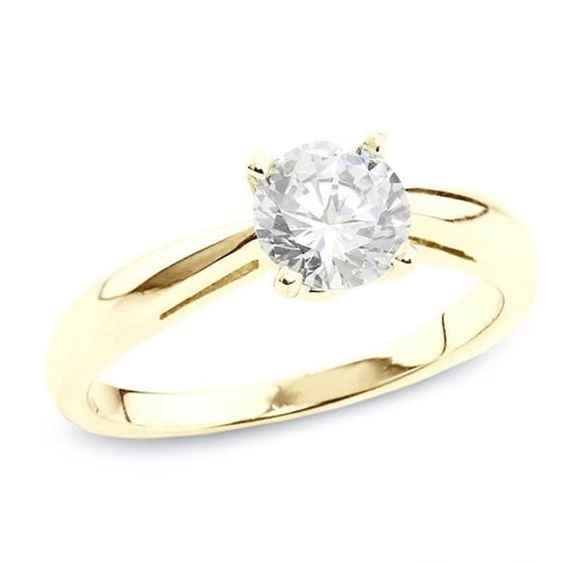 Auriya 14k Gold 1/2 carat TW Round Solitaire Diamond Engagement Ring (H-I, SI1-SI2) - 4 - Yellow