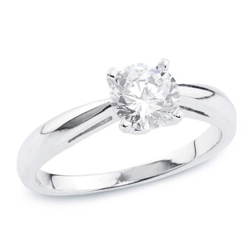 Auriya 14k Gold 1/2 carat TW Round Solitaire Diamond Engagement Ring (H-I, SI1-SI2) - 4 - White
