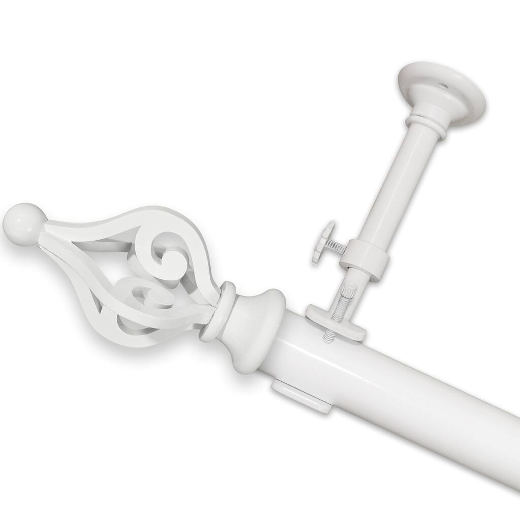 Pinnacle Optima Crown Finial Adjustable White Curtain Rods