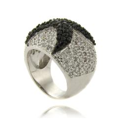Gem Jolie Silverplated Black and White Cubic Zirconia Starfish Ring
