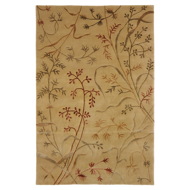 Agra Beige Scattered Floral Wool Rug (9' x 12') 7x9   10x14 Rugs