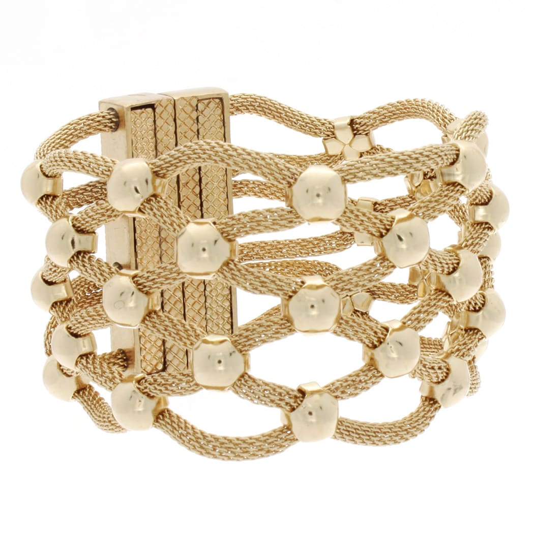 Nexte Jewelry Goldtone Mesh Chain and Ball Bracelet  