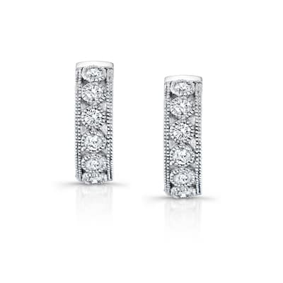 14k White Gold 1/2ct TDW Diamond Hoop Earrings (I-J, I2-I3)