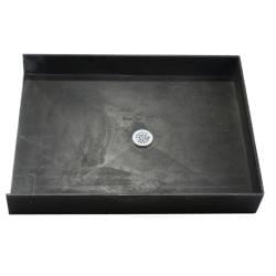 Tile Ready Double Curb Shower Pan 48x37 inch Center PVC Drain