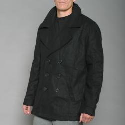 Sportier Mens Black Wool Blend Peacoat