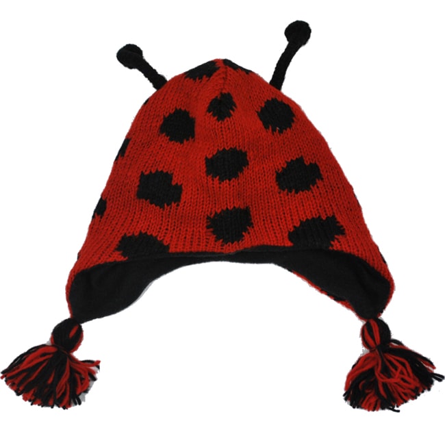 Wool Fleece Lined Kids Lady Bug Beanie (Nepal) Today $19.99