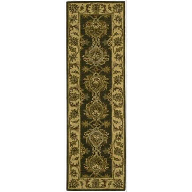 Hand tufted Caspian Green Wool Rug (23 x 76) Today $82.99 Sale $74