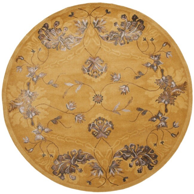 Handmade Majestic Gold N.Z. Wool and Viscose Rug (6 Round) Today $