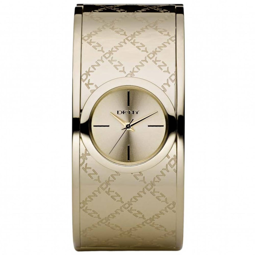 DKNY Womens Goldtone Rectangle Dress Watch