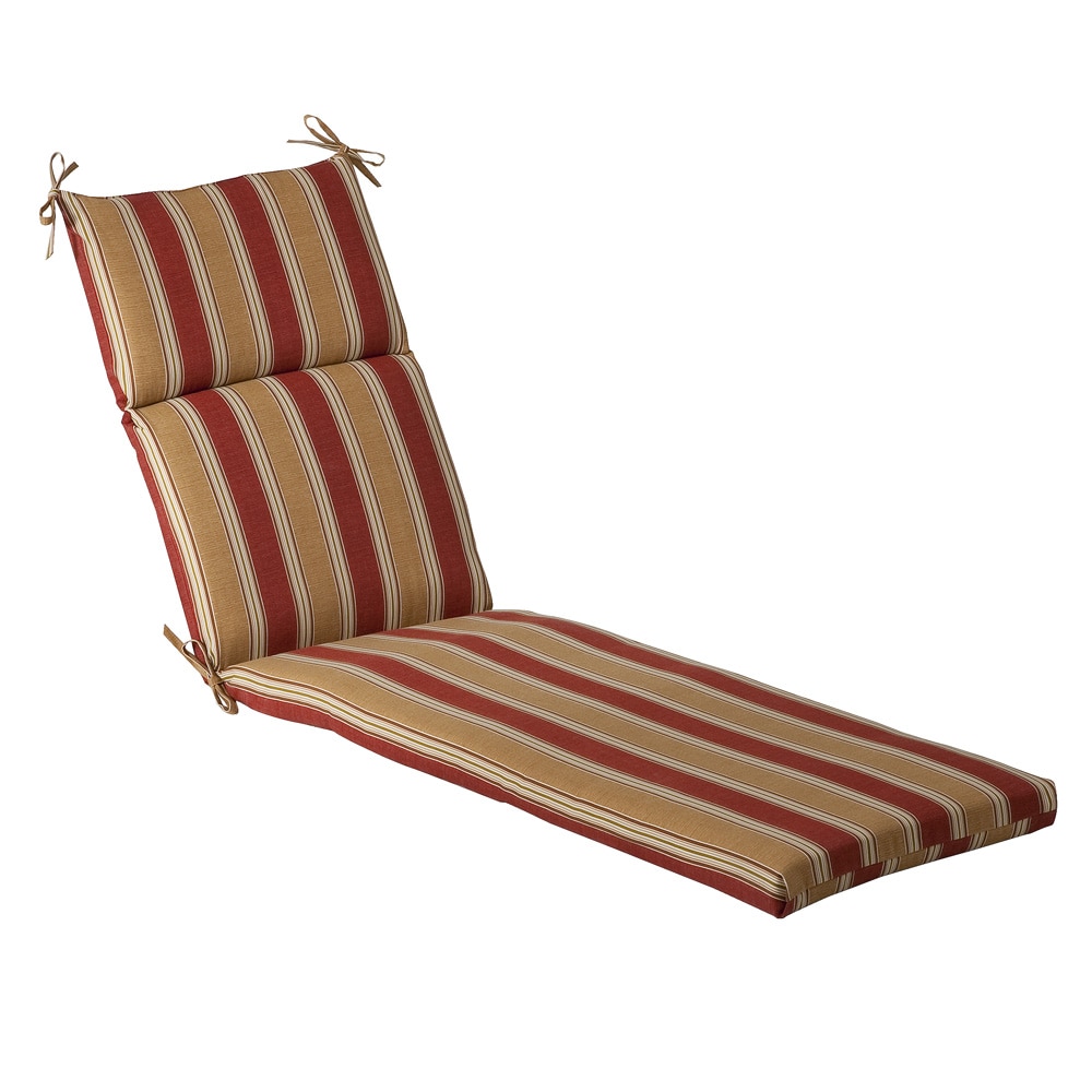 Shop Pillow Perfect Outdoor Red  Gold Striped Chaise Lounge Cushion 