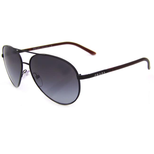 Prada Womens Black/ Red Aviator Sunglasses