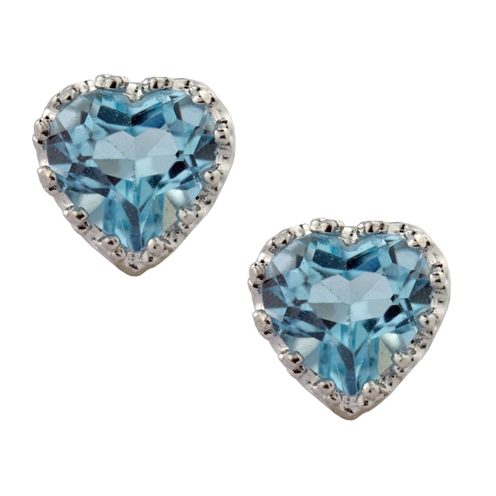 Sterling Silver Blue Topaz Heart Earrings
