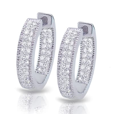 14k White Gold 1/3ct TDW Diamond Hoop Earrings (H-I, I2-I3)