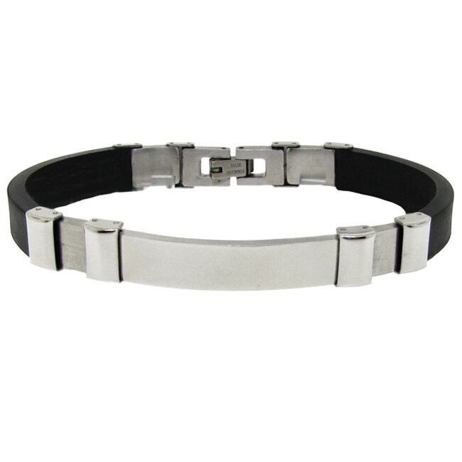 Stainless Steel and Black Classic Men's ID Bracelet