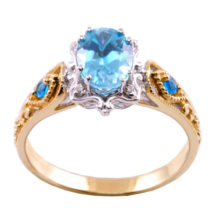 Michael Valitutti 14k Two tone Blue CZ, Paraiba Apatite and Diamond