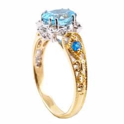 Michael Valitutti 14k Two tone Blue CZ, Paraiba Apatite and Diamond