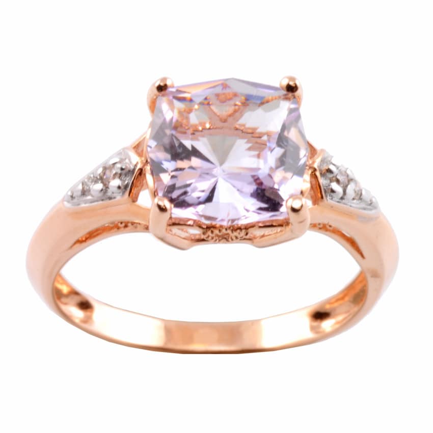 Michael Valitutti 14k Pink Gold Rose de France Amethyst and Diamond