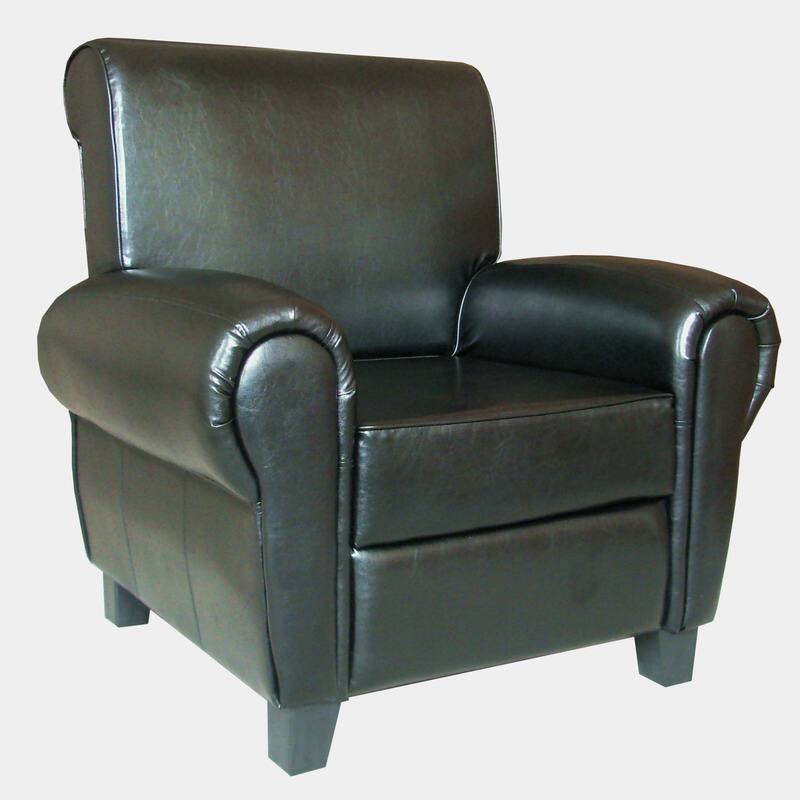 Black Leather Accent Recliner Club Chair